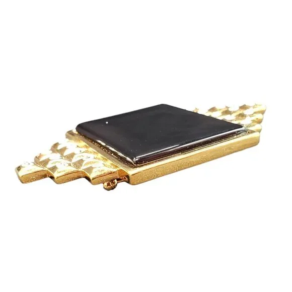 Vtg Signed SMB Art Deco Revival Brooch Sandra Miller Burrows Rhinestone Black - Picture 8 of 16